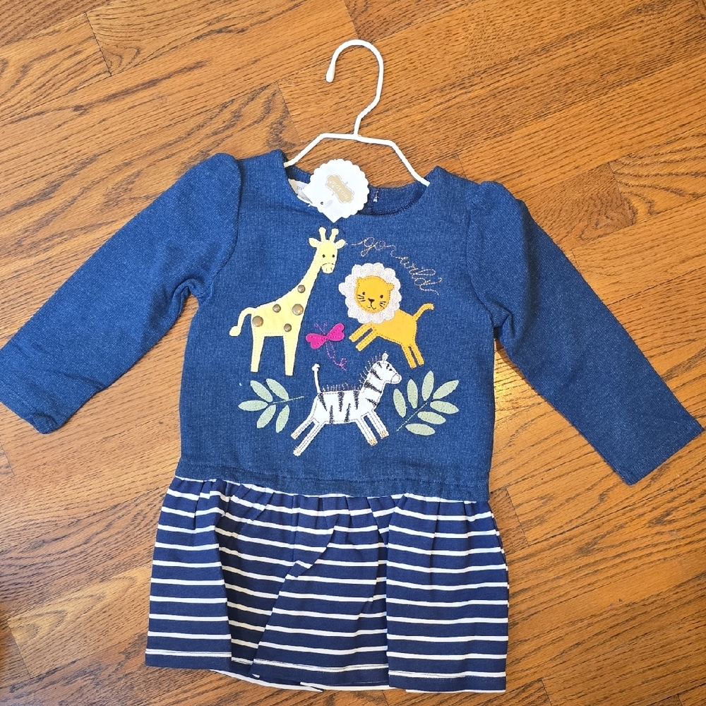 Mudpie NWT Girls Dress W/Appliques 12-18 Mos